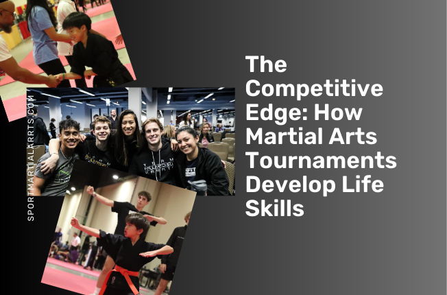 Photos of martial artists in competition and groups